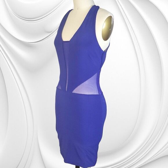 Symphony royal blue racerback mesh peekaboo bodycon dress - Picture 2 of 8
